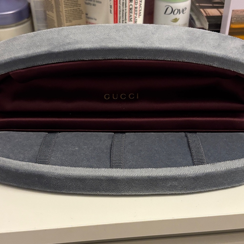 Gucci Gray Velvet Case with Burgundy Interior